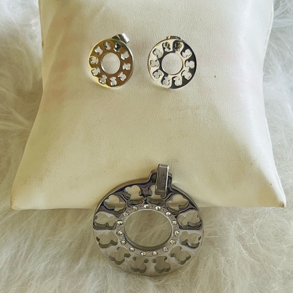 T Inspired Set in Stainless Steel & Cz - Picture 3 of 4